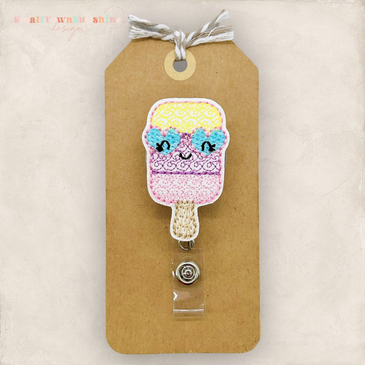 Swirled Ice Pop with Sunglasses Badge Topper