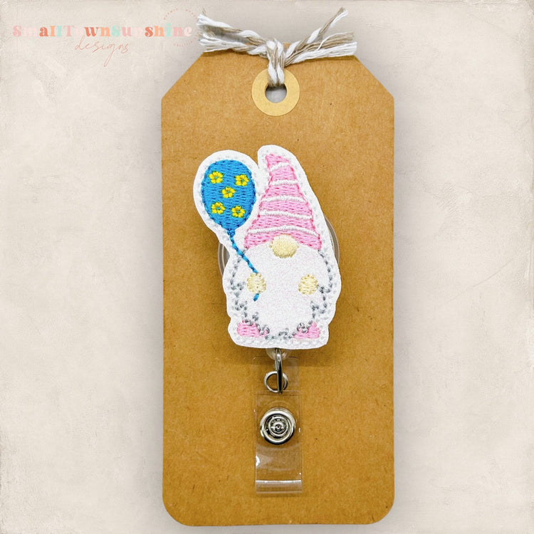 Birthday Balloon Gnome Badge Topper