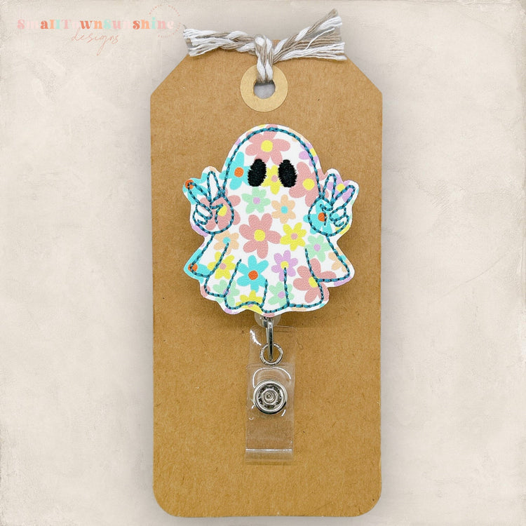 Floral Peace Ghost Badge Topper