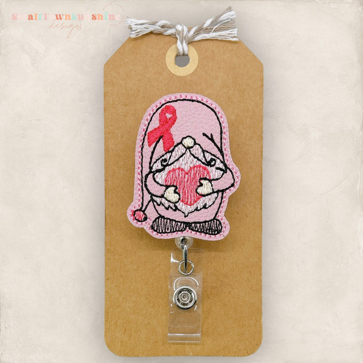 Breast Cancer Gnome Badge Topper