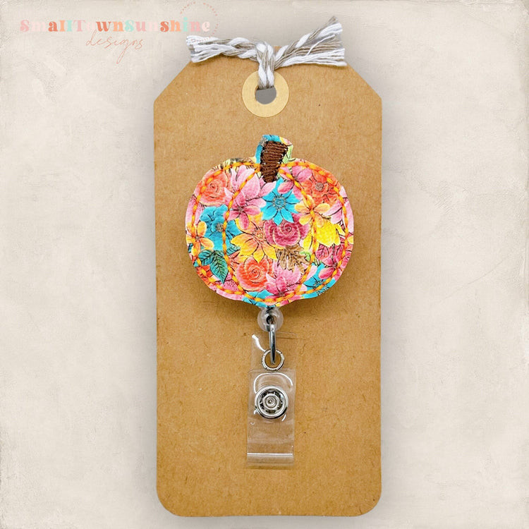 Bright Floral Pumpkin Badge Topper
