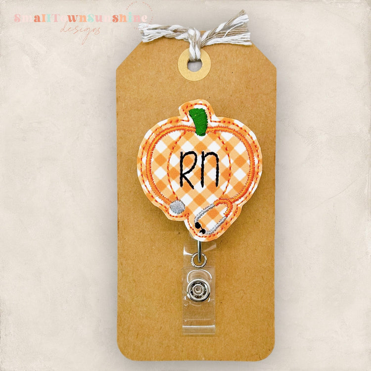 Plaid RN Pumpkin Badge Topper