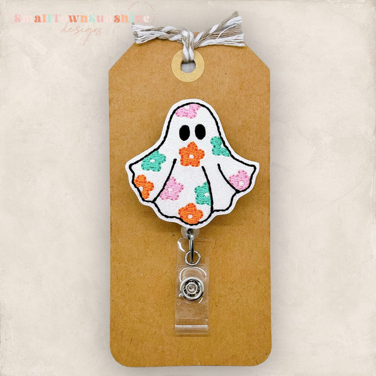 Retro Floral Ghost Badge Topper