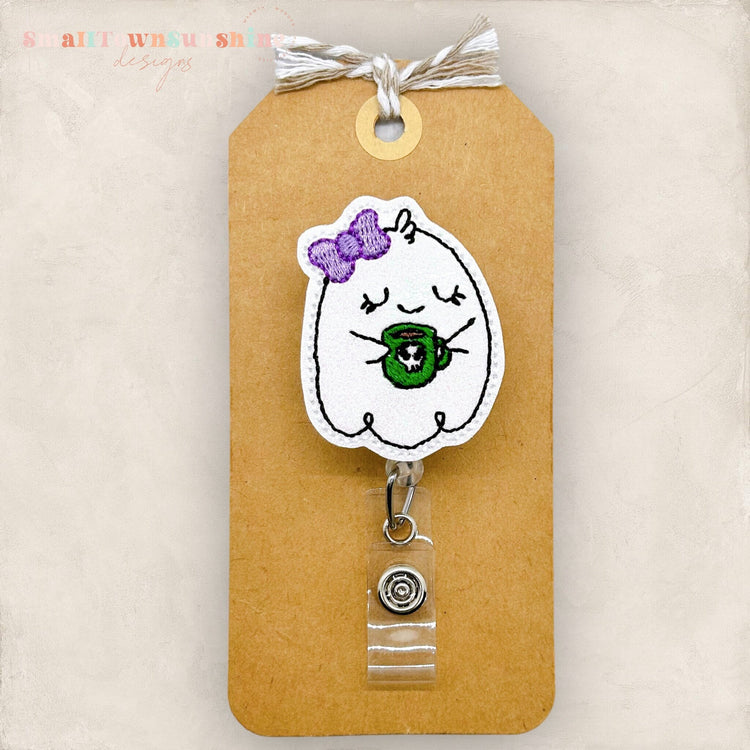 Ghost with Coffee Badge Topper