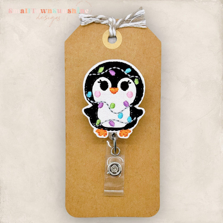 Penguin With Lights Badge Topper
