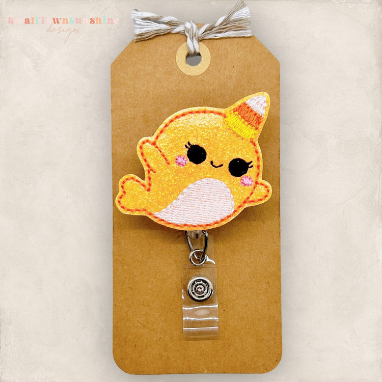 Candy Corn Narwhal Badge Topper