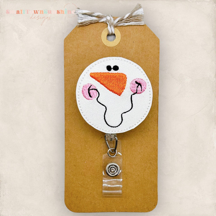 Goofy Snowman Face Badge Topper