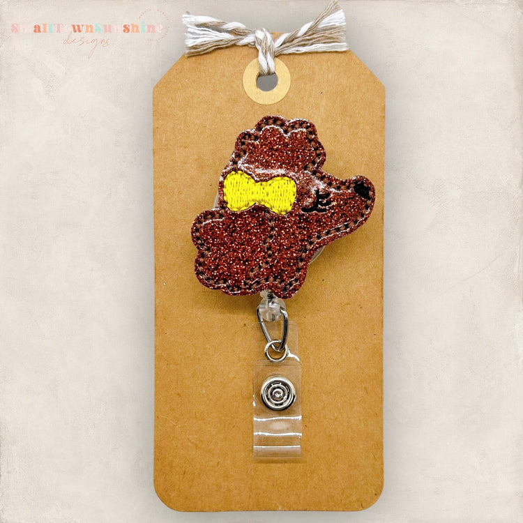 Brown Poodle Badge Topper