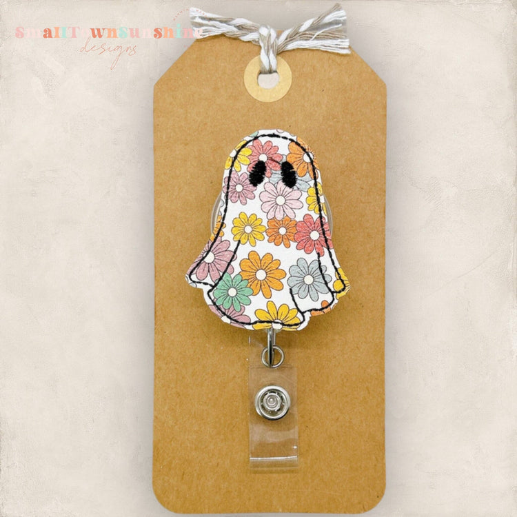 Floral Hippie Ghost Badge Topper