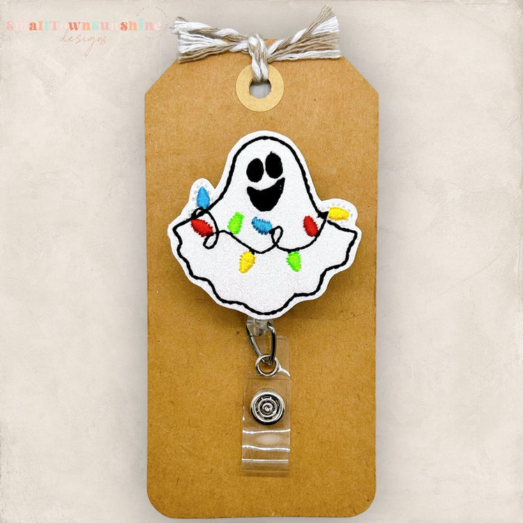Christmas Lights Ghost Badge Topper