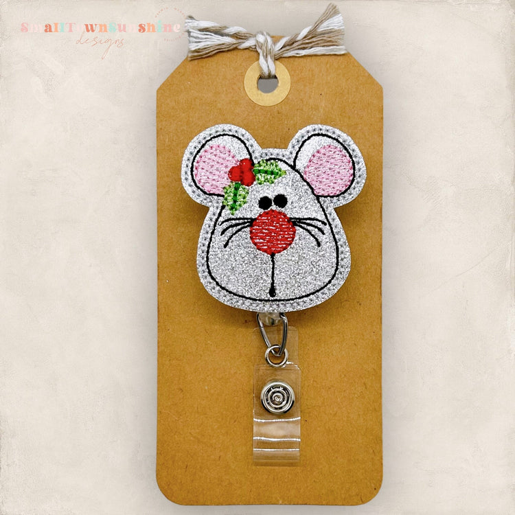 Vintage Christmas Mouse Badge Topper