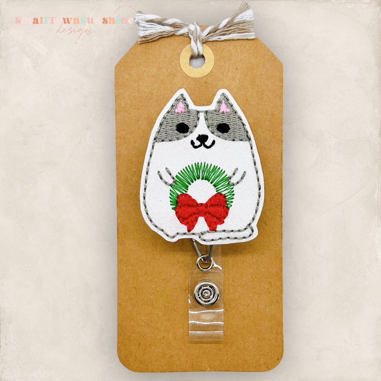 Fat Cat with Wreath Badge Topper