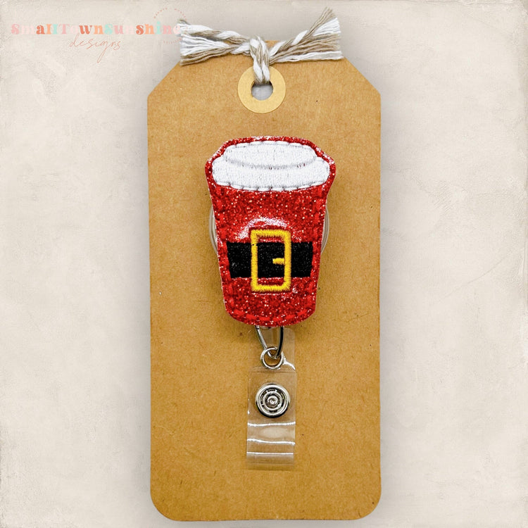 Santa Coffee Cup Badge Topper