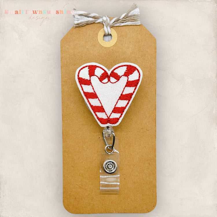Candy Cane Heart Badge Topper
