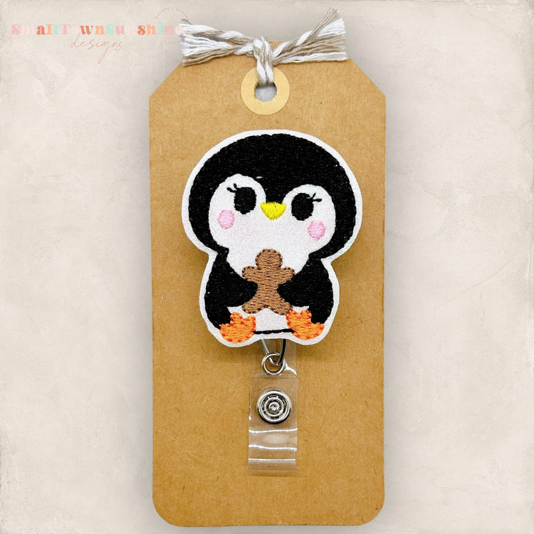 Penguin with Gingerbread Badge Topper
