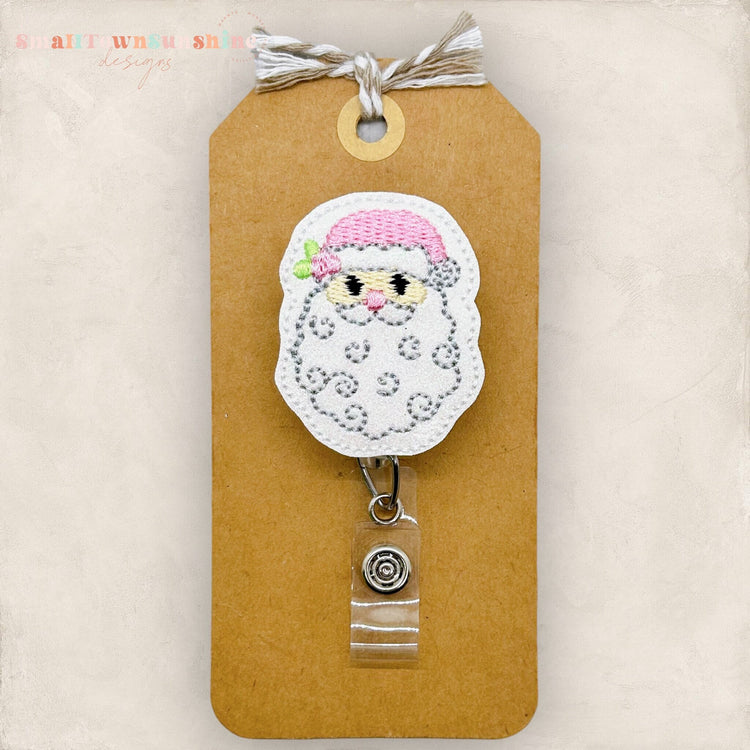 Pink Santa Badge Topper
