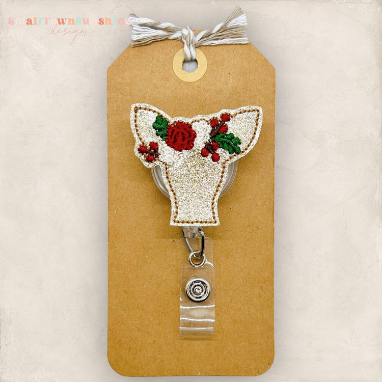 Vintage Christmas Deer Badge Topper