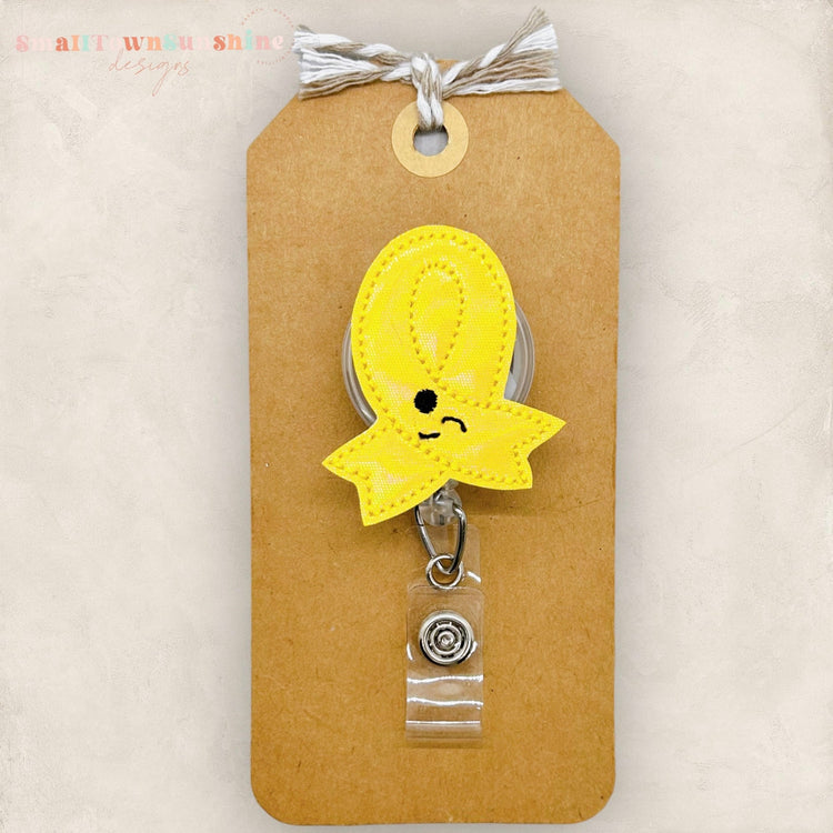Yellow Awareness Ribbon Badge Topper
