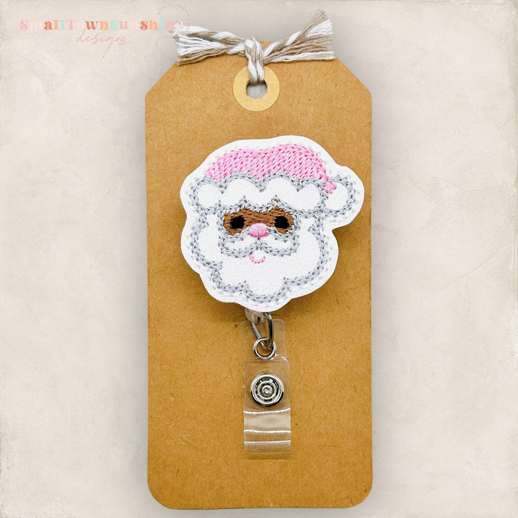 Pink Santa Badge Topper