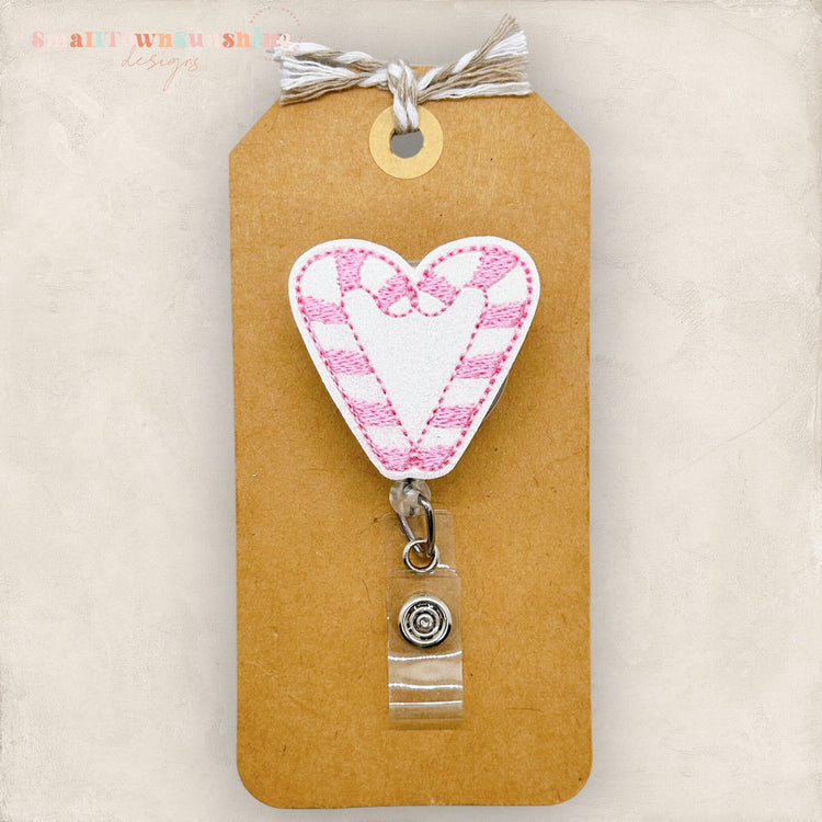 Pink Candy Cane Badge Topper