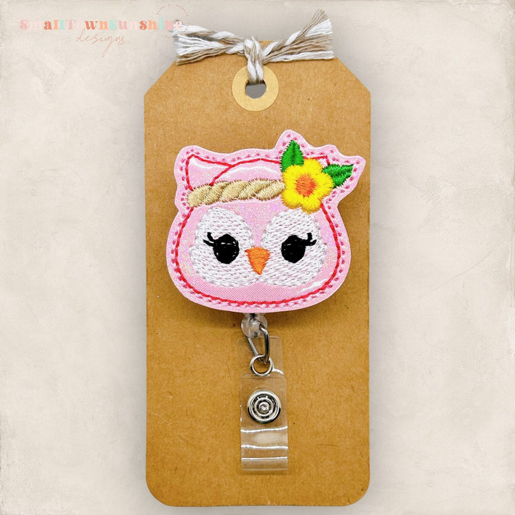 Floral Owl Badge Topper