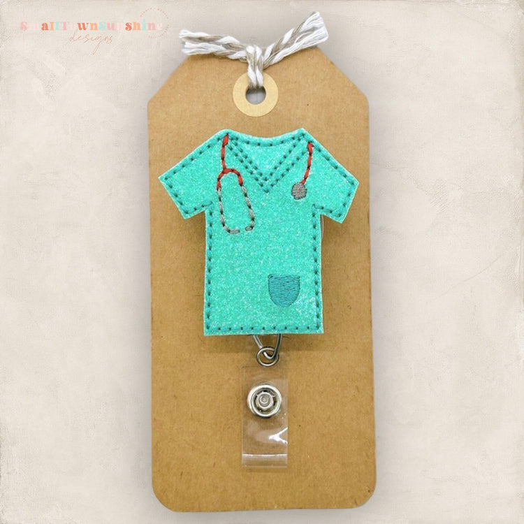 Teal Glitter Scrub Top Badge Topper