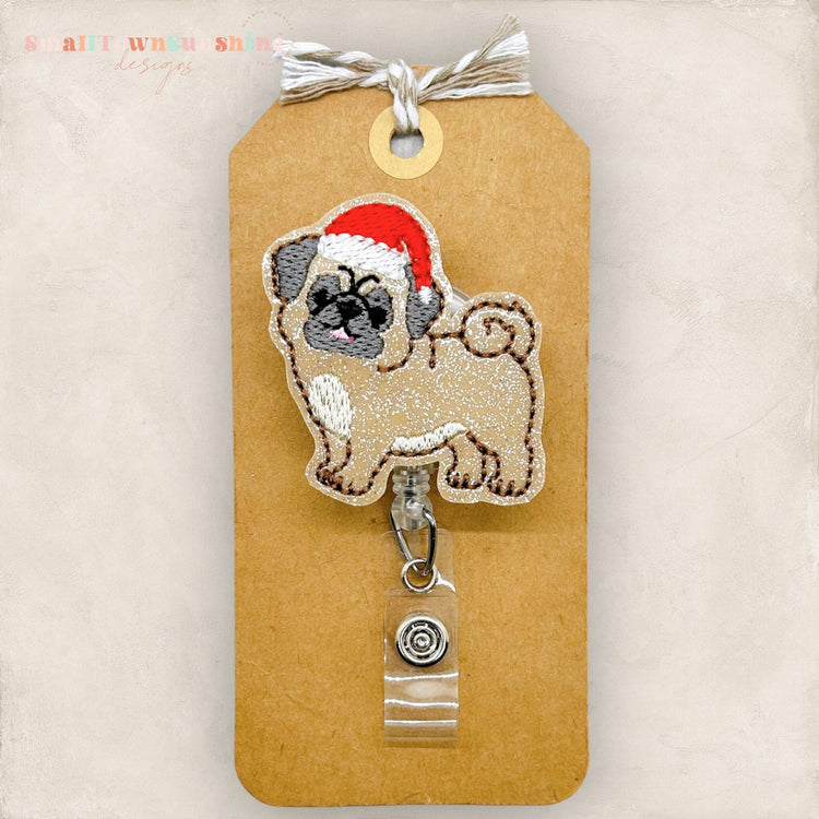 Santa Pug Badge Topper