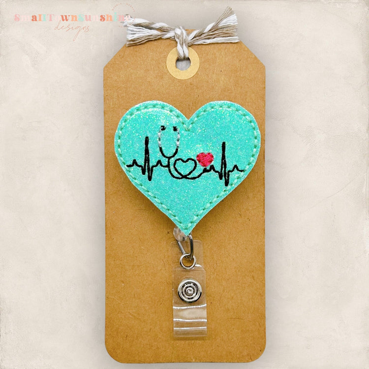 EKG Stethoscope Heart Badge Topper