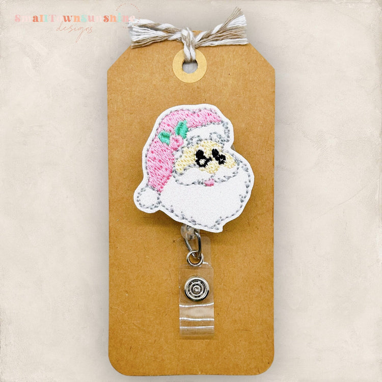 Pink Santa Badge Topper