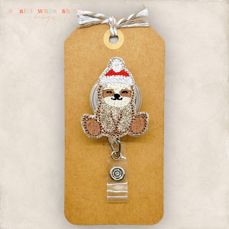 Santa Sloth Badge Topper