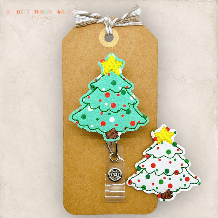 Polka Dot Christmas Tree Badge Topper