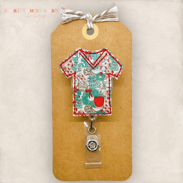 Vintage Christmas Scrubs Badge Topper