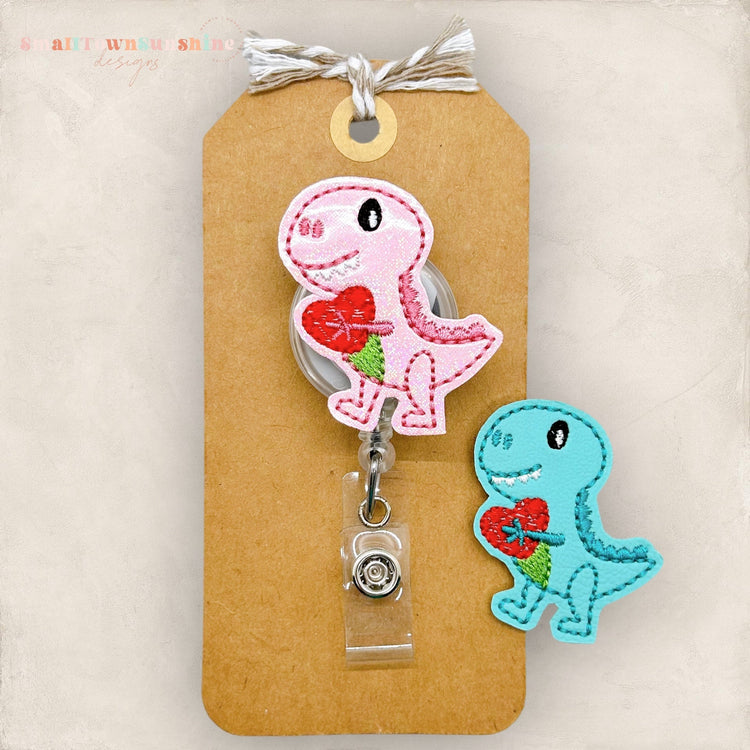 Valentine Dinosaur Badge Topper