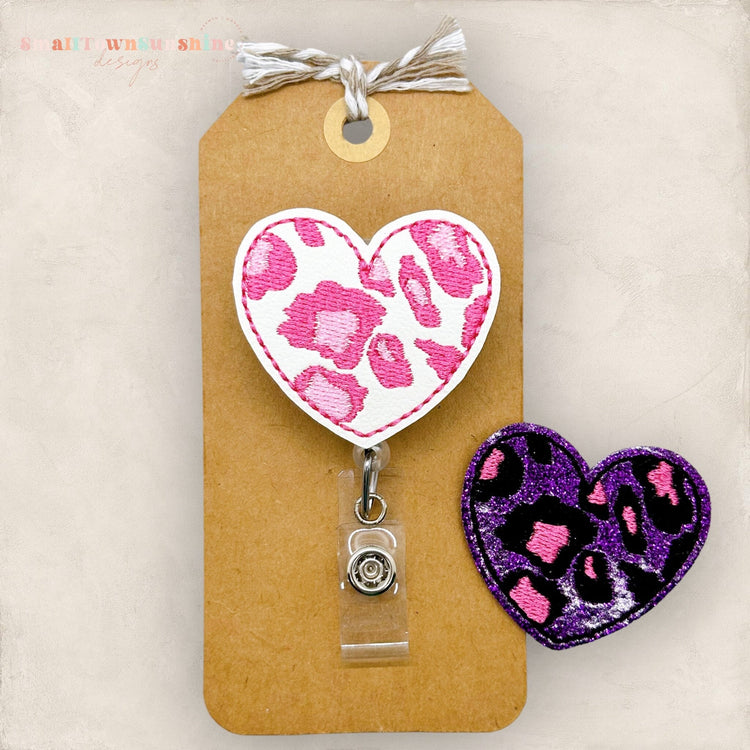 Cheetah Heart Badge Reel, Valentine Badge Clip, Nurse Badge Reel, Teacher Lanyard, Coworker Gift, Badge Buddy, Retractable ID Holder
