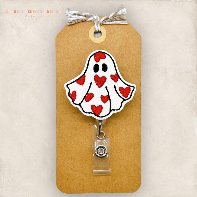 Ghost with Hearts Badge Topper