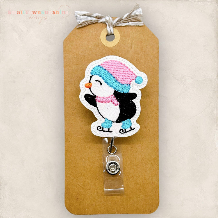 Skating Penguin Badge Topper