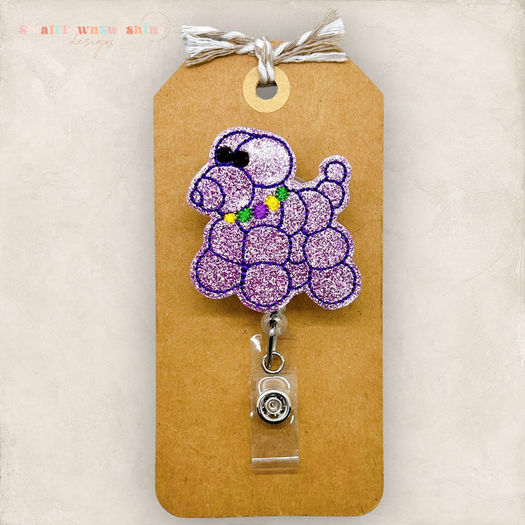 Purple Bead Dog Badge Topper
