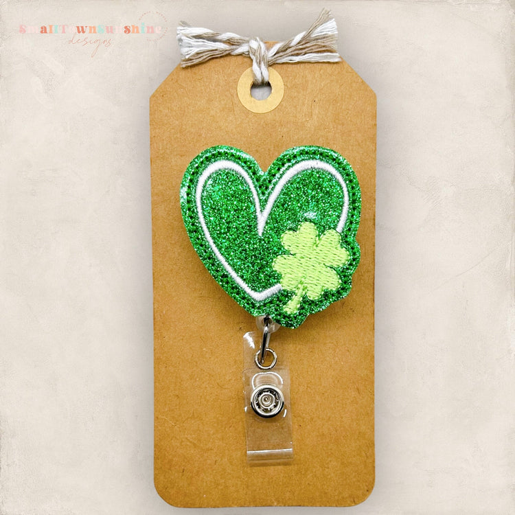 Four Leaf Clover Heart Badge Topper