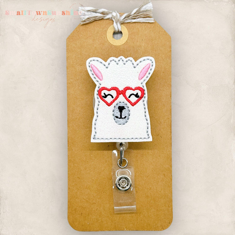 Valentine Llama Badge Topper