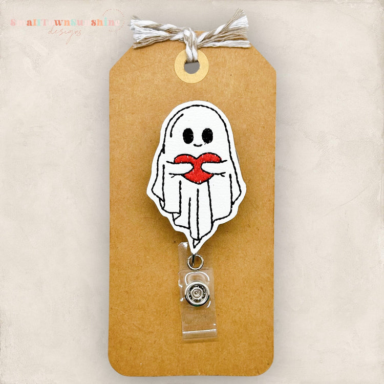 Heart Hugging Ghost Badge Topper