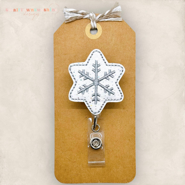 White Snowflake Badge Topper
