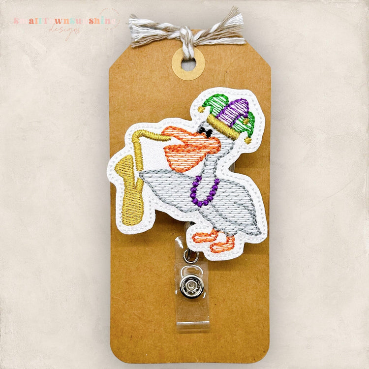 Mardi Gras Pelican Badge Topper