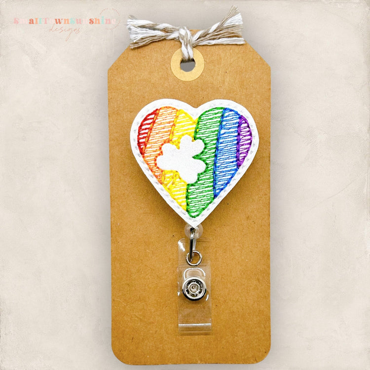 Clover Rainbow Heart Badge Topper