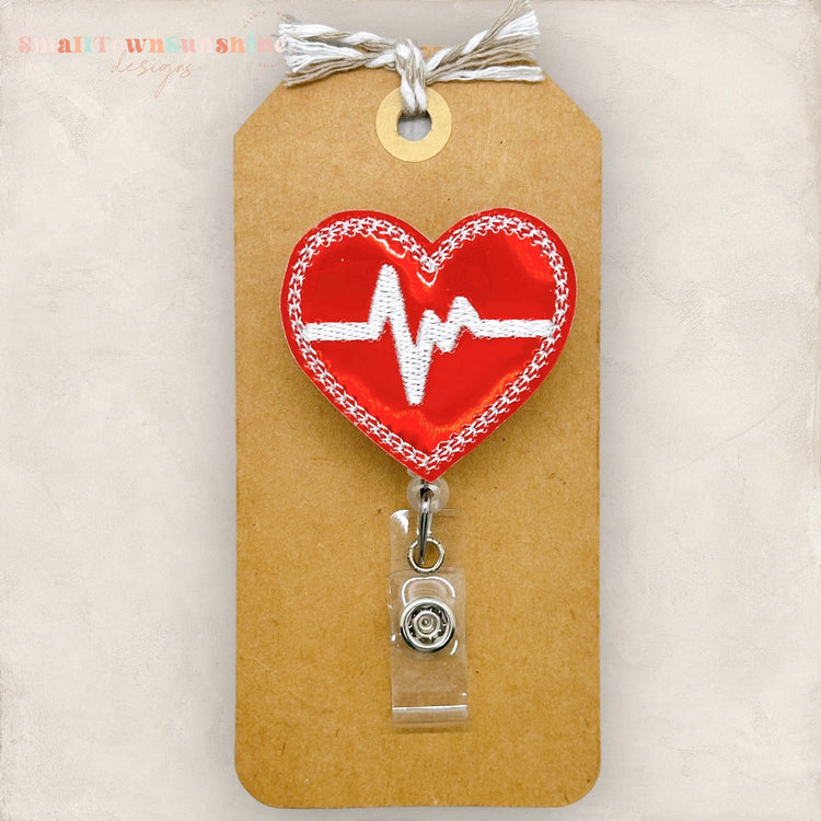 Red EKG Heart Badge Topper