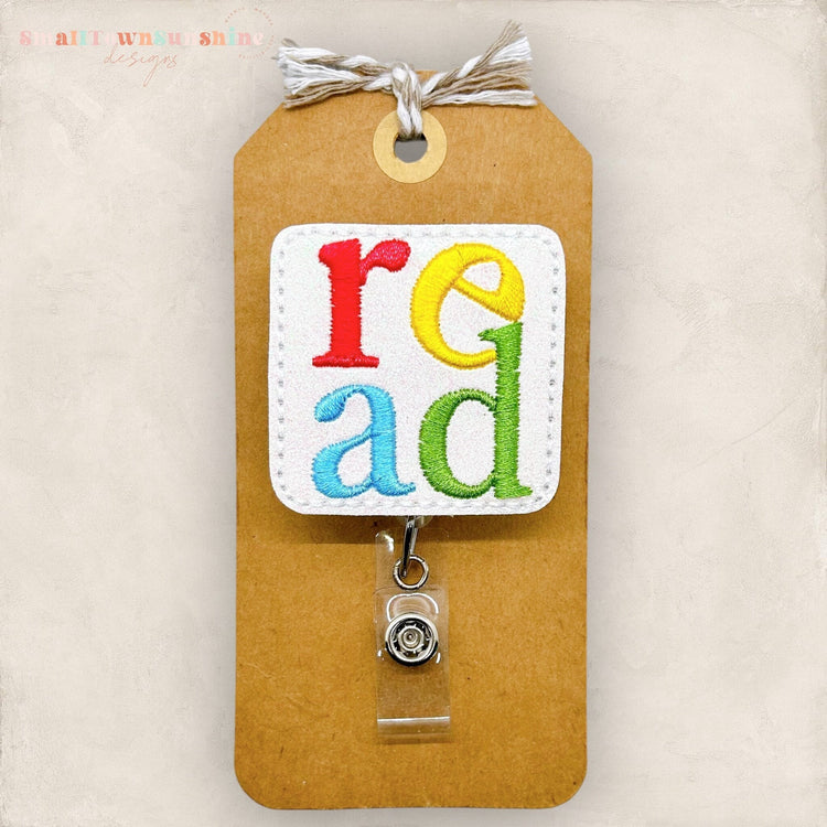 Read Badge Reel, Bookish Badge Reel, Librarian Badge Clip, Teacher Lanyard, Nurse Badge Holder, Coworker Gift, Retractable ID Clip | GLITTER