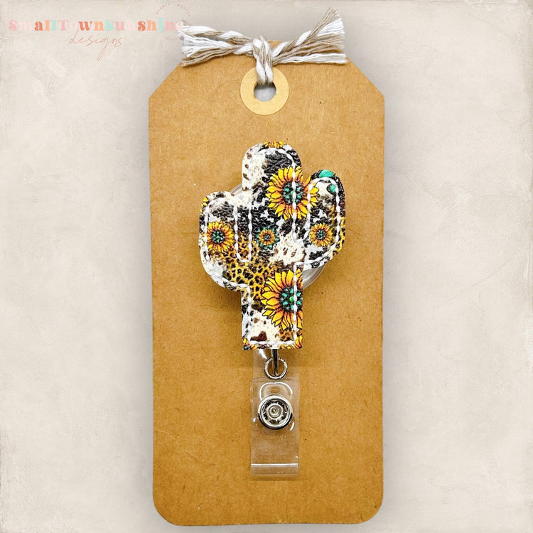 Sunflower Leopard Cactus Badge Topper