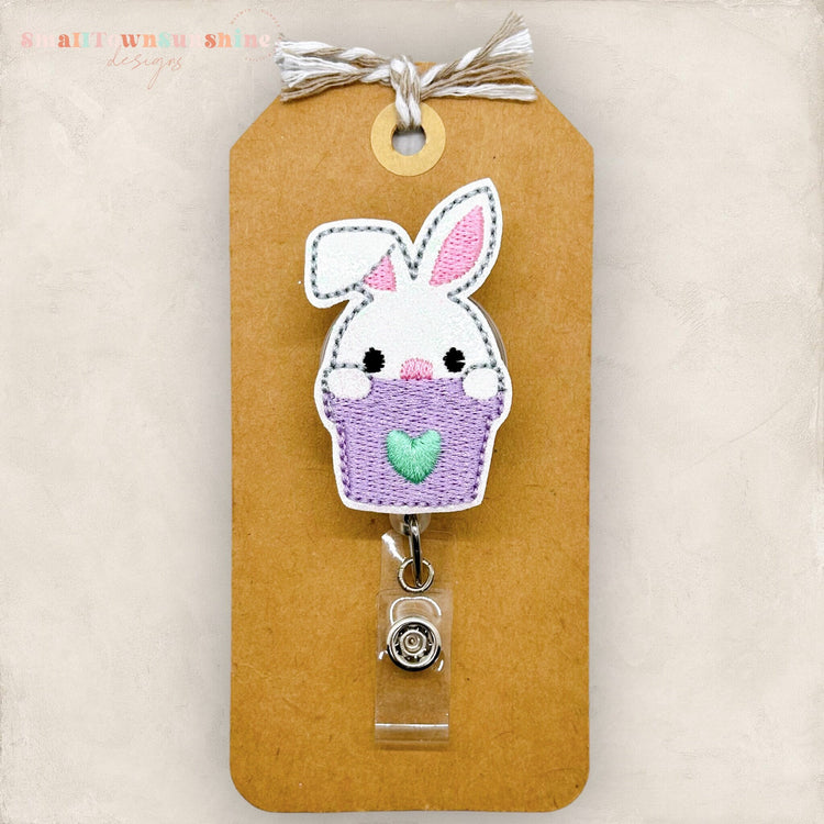 Flower Pot Bunny Badge Clip