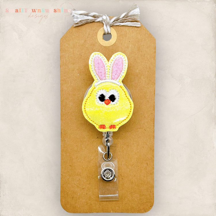 Chick with Bunny Ears Badge Topper