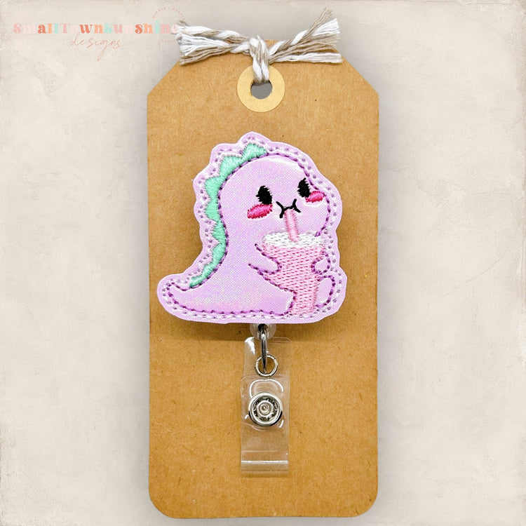 Dino with Drink Badge Topper