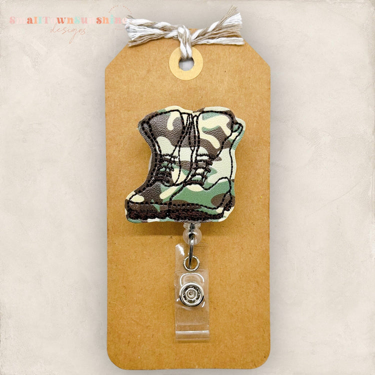 Camo Combat Boots Badge Topper